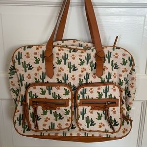 Cactus print overnight bag